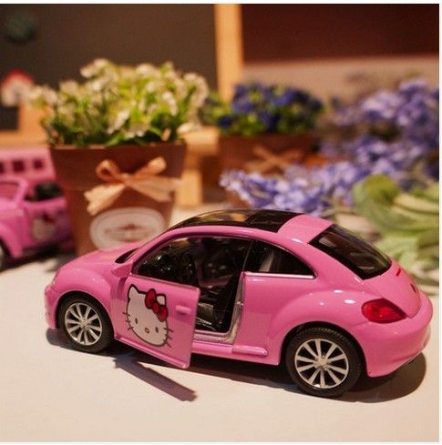 韩国正品hello kitty卡通汽车装饰摆件模型甲壳虫巴士敞篷车玩具
